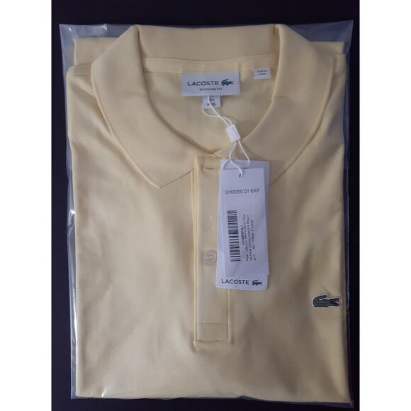 Lacoste Men's Pima Jersey Interlock Regular Fit Polo Napolitan Yellow XL - Picture 2 of 3